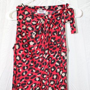 Moschino Cheap and Chic Red Leopard print Sleeveless Top with Tie EUC